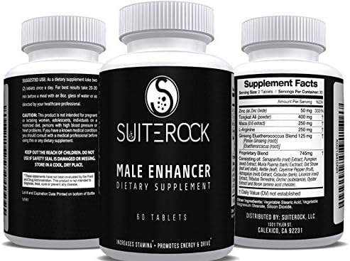 Premium Formula Testosterone Booster by SuiteRock | High Quality Effective Ingredients - Zinc - Tongkat Ali - Maca Powder - L-Arginine - Ginseng | Enhances Libido | Boosts Testosterone