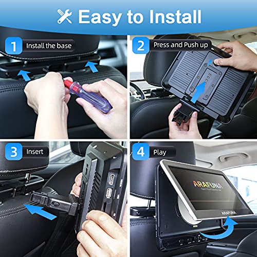 Dual Car DVD Player with Headrest Mount, ARAFUNA Two Headrest DVD Player with 2 Headphones