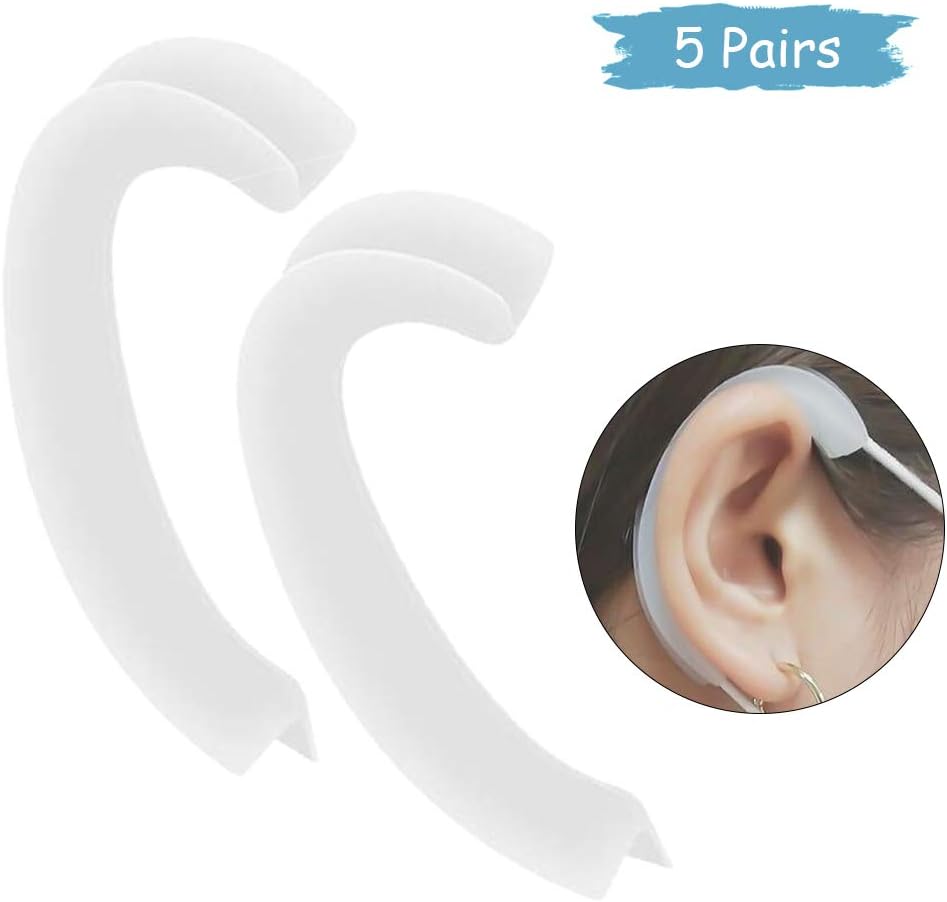 Anti-Slip Silicone Face Cover Ear Protector, 10 Pcs Earloop Cover Extension Hook Earloop Protective Relieve Ear Pain (Clear)