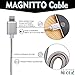 MAGNITTO Premium Compact Magnetic USB Charger Cable Adapter for iPhone 5, 5c, 5s, SE, 6, 6 Plus, 6s, 6s Plus, 7, 7 Plus, iPad, iPod, Nylon Braided 8-Pin Lightning to USB cord ( 2 Pack Silver )