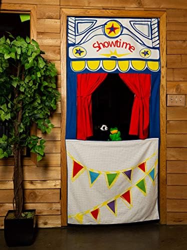 MMP Living Doorway Puppet Theater with Adjustable Rod, tie-Back Curtains