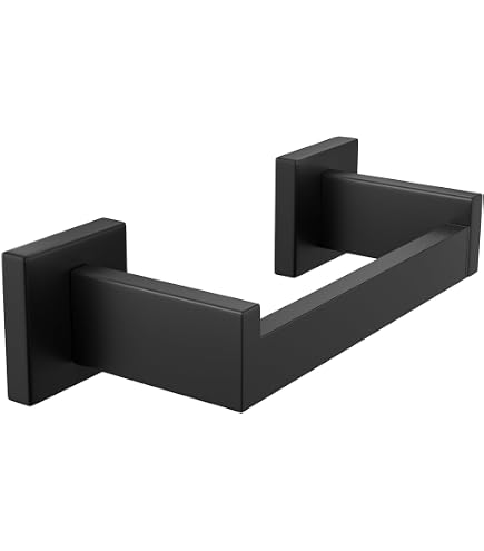 Matte Black Toilet Paper Holder Wall Mount – Double Base Large Stainless Steel Roll Dispenser, Commercial-Grade Bathroom Tissue Holder With Hidden Screws