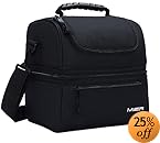 MIER Adult Lunch Box Insulated Lunch Bag Large Cooler Tote Bag for Men, Women, Double Deck Cooler(Black)