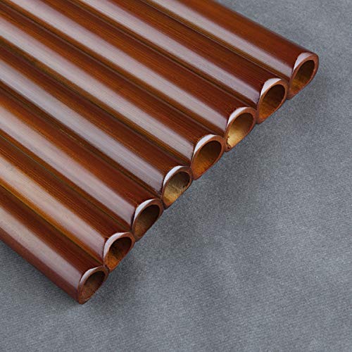 8 Pipes Natural Bamboo Mini Portable Pan Flute Chinese Traditional Musical Instrument Brown Pan Pipes Easy to Learn (Right Hand) - Thumbnail 2