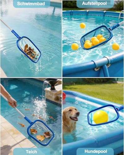 MRUN BONE Pool Landing Net 155 cm Pool Landing Net Fine Mesh Net for Pool, Swimming Pool, Pond, Above Ground Pool, Paddling Pool, Algae, Inflatable Pool