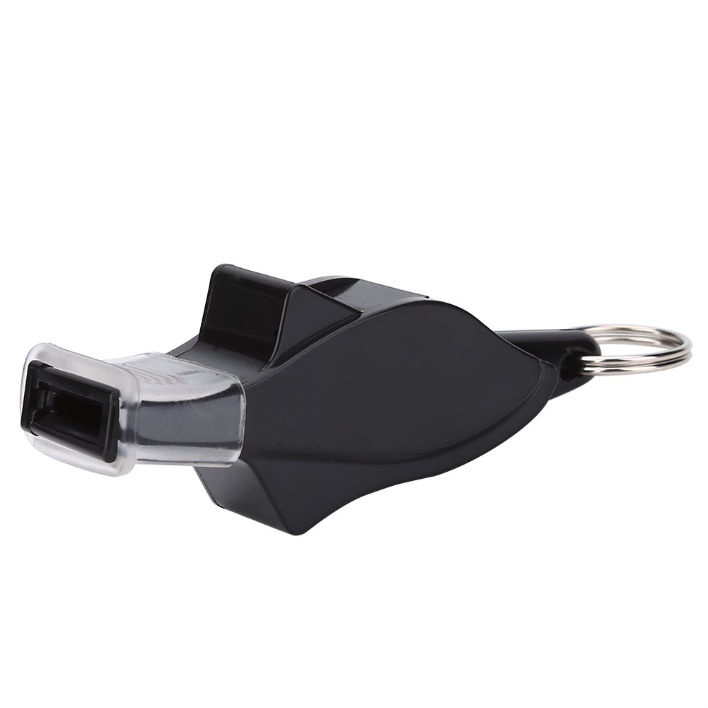 Alomejor Whistle 4 Colors Basketball Football Soccer Referee Emergency Survival Whistles with Lanyard Teeth Guard(Black)