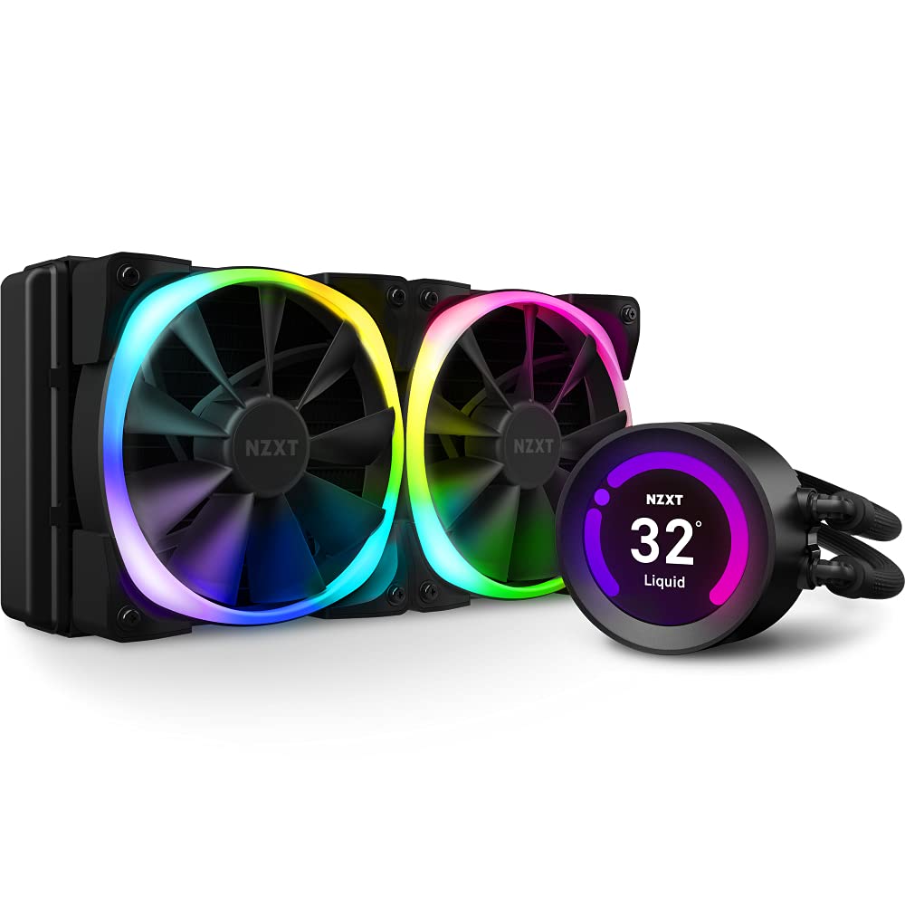 NZXT Kraken Z53 RGB 240mm - RL-KRZ53-R1 - AIO RGB CPU Liquid Cooler - Customizable LCD Display - Improved Pump - RGB Connector - Aer RGB 2 120mm Radiator Fans (2 Included), Black