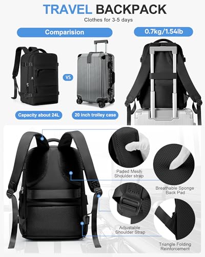 BJLFS Cabin Bags for Ryanair 40 x 30 x 20 x 20 cm Hand Luggage 40 x 20 x 25 cm Waterproof Travel Backpack Women Easyjet Backpack 45 x 36 x 20 cm Wizzair Backpacks with Shoe Holder Bag for Work Computer