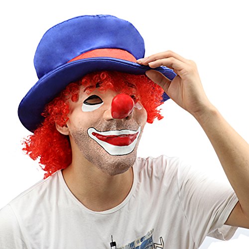 XIAO MO GU Latex Halloween Costume Mask Scary Clown Mask Red Hair Clown Halloween Decorations Masquerade Party