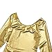 YiZYiF Gymnastics Leotard Women/Girls One Piece Long Sleeve Metallic Athletic Dance wear Gold Medium