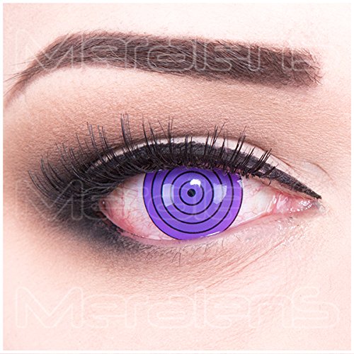 Farbige Funnylens Mini Sclera lila Violet Rinnegan Kontaktlinsen Lenses inkl. 60 ml Pflegemittel und Behälter, weich ohne Stä