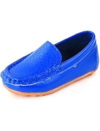 LONSOEN Toddler/Little Kid Boys Girls Soft Synthetic Leather Loafer Slip-On Boat-Dress Shoes/Sneakers,Navy Blue,SHF103 CN22