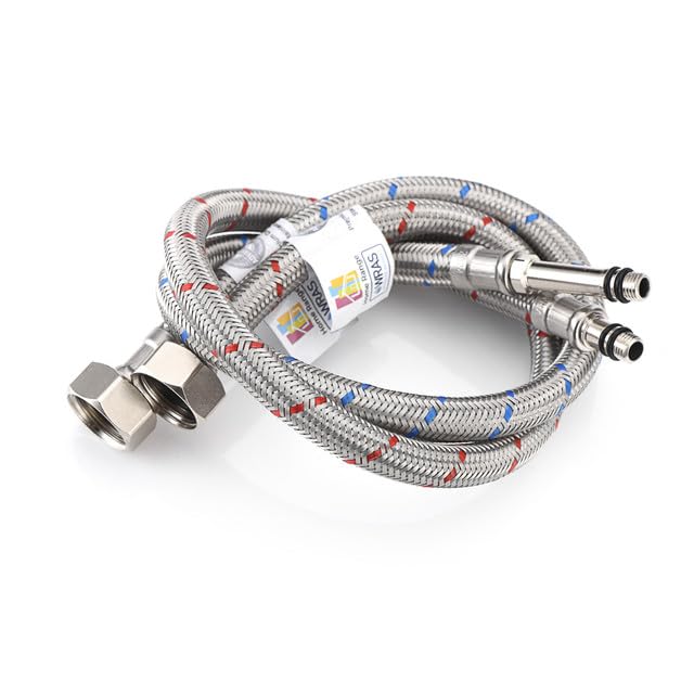 Home Range 500mm 2 Pipes M8 x 1/2" |4 Lengths| Flexible Pipe Tap Connector Stainless Steel, Hose Kitchen/Basin Isolator Valve WRAS Approved Braided Pipe for Bathroom Rust-Free Corrosion Resistant