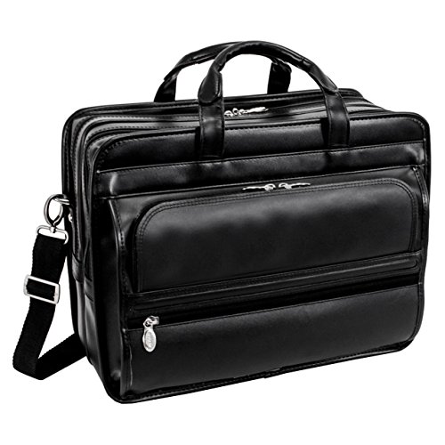 McKleinUSA ELSTON 86485 Black Leather Double Compartment Laptop Case