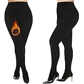 Yilanmy Plus Size Fleece Lined Tights Opaque Thermal Winter Tights Warm Thick Pantyhose for Women 2 Pairs