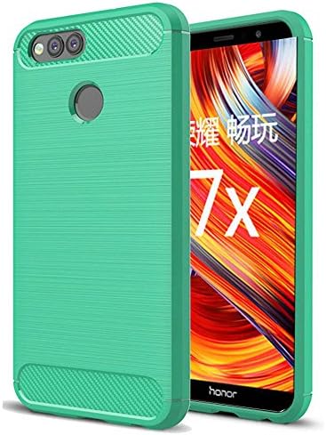 Huawei Honor 7X case, Yuanling [Shock Resistant] Carbon Fiber Soft TPU Brushed Texture Phone case Anti-fingerprint Flexible Full-body Protective Cover For Huawei Honor 7X smartphone (Green)