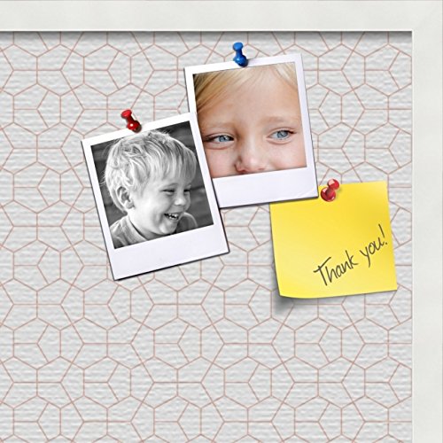 PinPix custom printed pin cork bulletin board made from canvas, Modeco Hex Grapefruit 24x20 Inches (Completed Size) and framed in Satin White Frame (PinPix-Group-65)