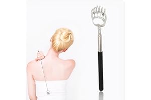 Portable Extendable Telescopic Bear Claws Metal Back Scratchers/Hand Massager/Backslap with Rubber Handles(Black)