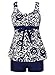 Aleumdr Womens Floral Printed Tank Top Ties Tankini Swimsuit with Swim Shorts