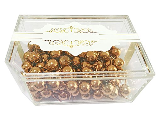 100 PCS Round Head Push Pins,Gold Bulletin Board Borders Thumb Tacks Decorative Pushpins/Drawing Pins Used on Bulletin Boards or Cork Boards in Office,Schools,Home (Rose Gold)