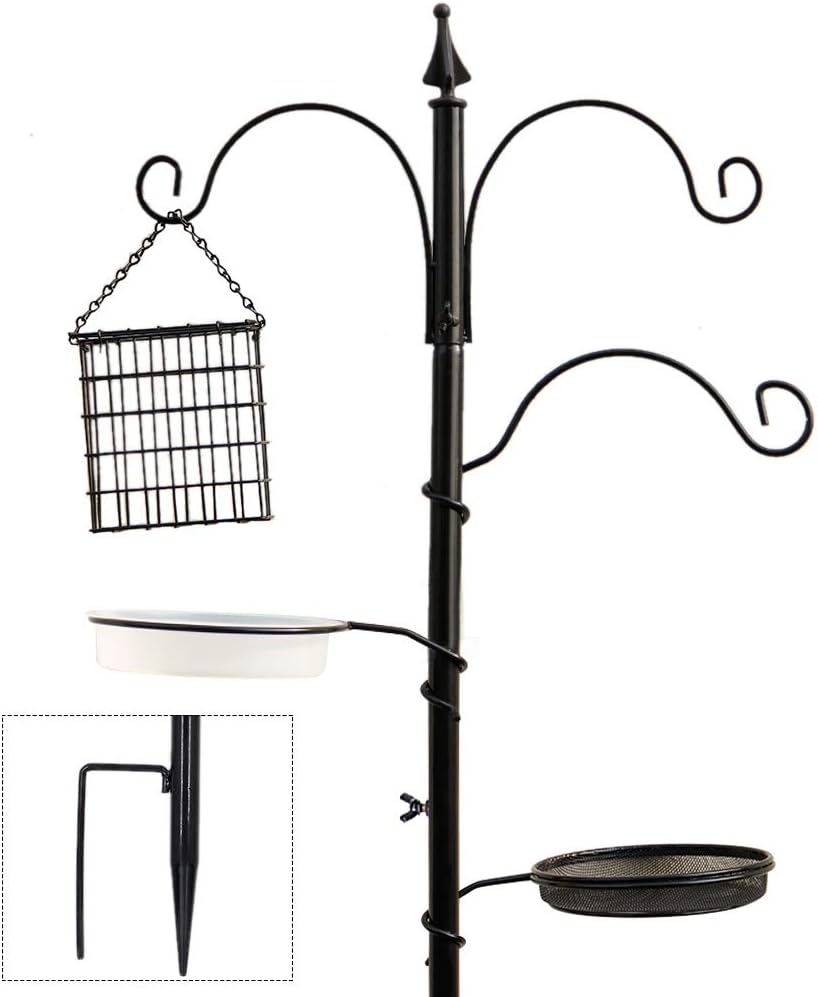 yosager Premium Bird Feeding Station Kit, 72" x 21" Bird Feeder Pole, A Multi Feeder Hanging Kit with Metal Suet and Bird Bath for Attracting Wild Birds, Birdfeeder and Planter Hanger