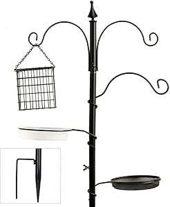 yosager Premium Bird Feeding Station Kit, 72" x 21" Bird Feeder Pole, A Multi Feeder Hanging Kit with Metal Suet and Bird Bath for Attracting Wild Birds, Birdfeeder and Planter Hanger