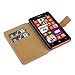 Nokia Lumia 625 Low Profile Covert Branded Faux Leather Wallet Case with Viewing Stand (Black)