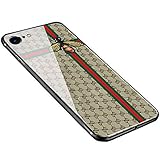 iPhone 7 Case, iPhone 8 Case, Weiduka TPU + Crystal Steel Toughened Glass Case, Mirror Tempering Glass Floral Pattern Painted Protective Cover for iPhone 8 / iPhone 7 4.7inch Only (Bee Lattice Light)