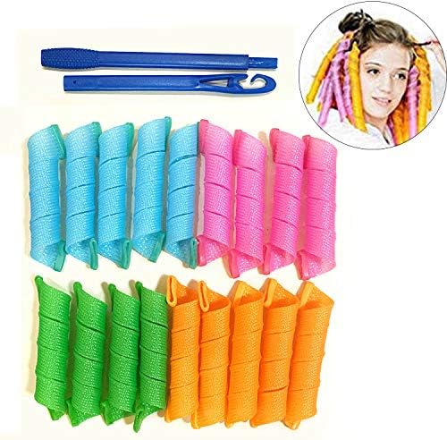 18 Pcs Spiral Curls Styling Kit with Hook, Multi-Color Magic Hair Rollers