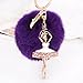 DZT1968® Fur Ball Keychain With Ballet Girl For Handbag Key Ring Car Key (Purple)