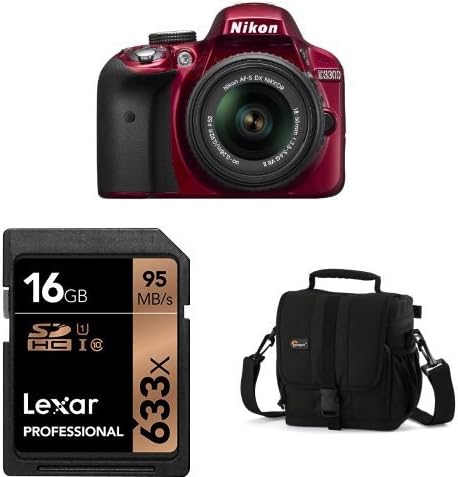 Nikon D3300 DX-Format DSLR Camera (Red) with 18-55mm Lens Accessory Bundle