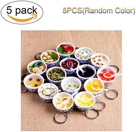 5Pcs Artificial Lifelike PVC Flower Bowl Noodles Cellphone Bag Strap Pendant Key Chain of Chinese food