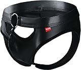 ONEFIT Men Patent Leather Holes at Front Crotchless Bikini Briefs Sexy Underwear