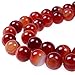 PLTbeads Smooth Round Shape Natural Gemstone Loose Beads for 1 Strand per Bag Approxi 15.5 inch 48-50pcsJewelry Making (8mm, Red Carnelian Stripe Agate)