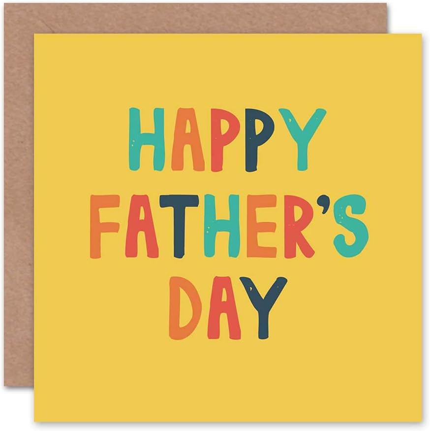 Wee Blue Coo FATHERS' DAY BLOCK BOLD COLOUR NEW ART GREETINGS GIFT CARD, 15 x 15 cm