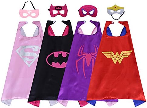 Magiczone Superhero Satin Cape with Felt Mask, Dress Up &amp; Pretend Play Kids' Costumes Set Child Superhero Cape 4 PCS G050070