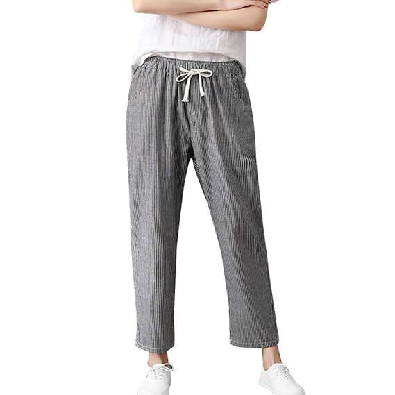 Amazon 綿麻 ワイドパンツ カジュアル リラックス トレンド 9部丈