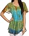 Sakkas Dina Relaxed Fit Sequin Tie Dye Embroidery Cap Sleeves Blouse/Top