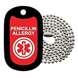 Military Dog Tags - medical alert PENICILLIN ALLERGY Dog Tag Necklace - Tag-Z