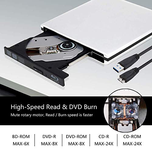 External 4K 3D Blu Ray DVD Drive, Portable USB 3.0 Blu Ray CD DVD Player Reader Disk for Mac OS, Windows 7/8/10,Linxus, Laptop