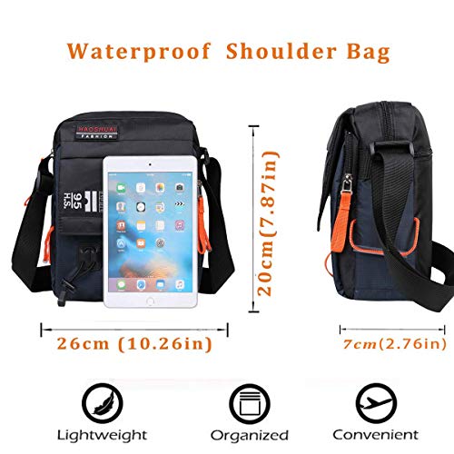 JAKAGO Waterproof Messenger Bag Shoulder Crossbody Bag Mobile Phone Pouch Passport Holder Mens Purse Bag 10.1 inch Tablet Bag Work Field Bag for Travel Hiking Camping Outdoor Sport (Dark Blue) - Thumbnail 2