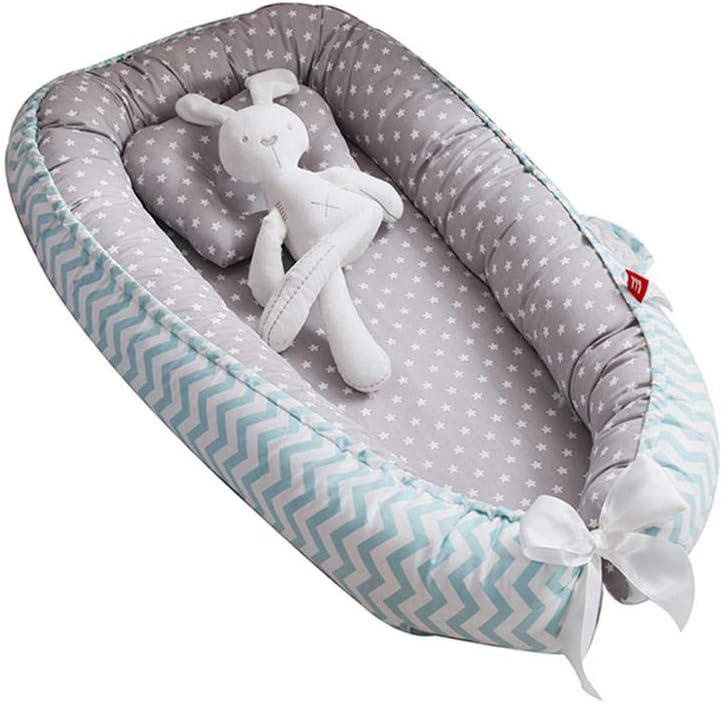 VOLBABY Baby Lounger Nest,Portable Crib and Bassinet Perfect for Co Sleeping,Super Soft and Breathable Newborn Lounger Cushion Suitable from 0-36 Months - Detachable & Machine Washable