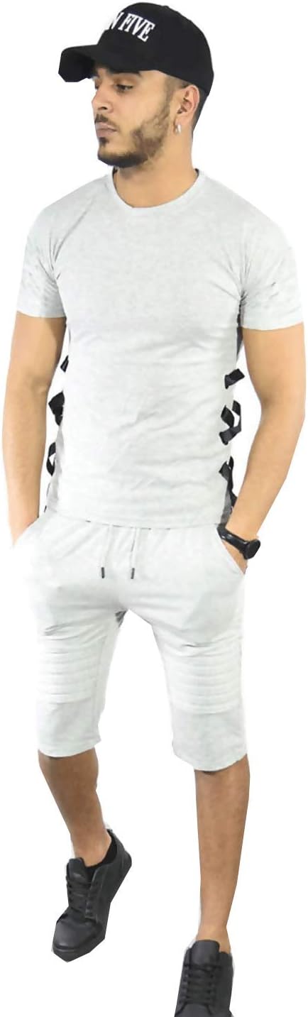 AARHON Mens Fleece Gilet Full Sleeveless Hoodie Shorts Tracksuit Plain Casual Top Shorts Size UK S - XL