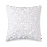 baibu Cotton Embroidered Decor Throw Pillow Case Floral Pattern Cushion Cover for Living Room Ivory White,1PC