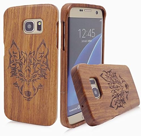 Galaxy S6 edge case,Samsung Galaxy S6 Edge Wooden Cases, HAIKE Unique Shockproof Handmade Wolf Design Natural Genuine Wood Case for Samsung Galaxy S6 edge (Wolf)