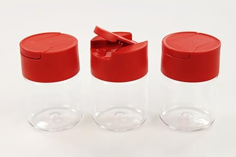TUPPERWARE Manhattan Mini 130 ml (3) rot Außgieser Öl Zucker Streuer Gewürze