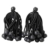 Joneaz Ball Bungee 4 Inch Black Tie Down Cord 0.8 Inch Ball, 50-Piece, UV Resistant