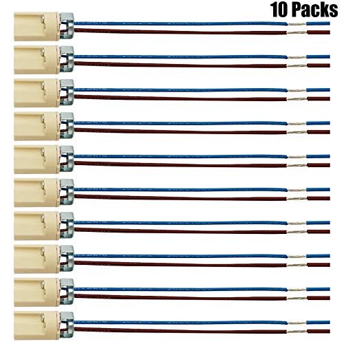 10 Pack G9 Light Bulb Socket Ceramic Lamp Base Holder Connector Led Halogen Light Lamp Bulb Holder Base with Cable Lead