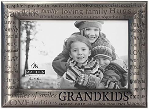 Malden International Designs Modern Pewter Metal Diecast Grandkids Expressions Picture Frame, 4 by 6-Inch by Malden International Designs