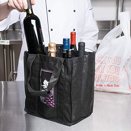 Non-Woven 6 Bottle Wine Carrier REUSEABLE TOTE BAG - 5 bags